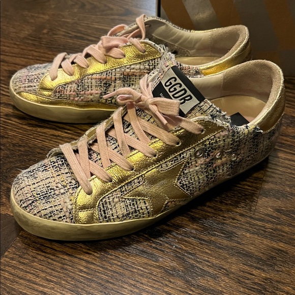 Golden Goose Gold and Pink Tweed Sneakers - size 7 - Picture 1 of 7